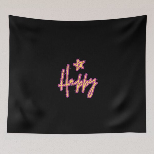 Item preview, Happy Glitch Yellow Purple Star Black Background Positive Vibes designed and sold by AstronautMerch.