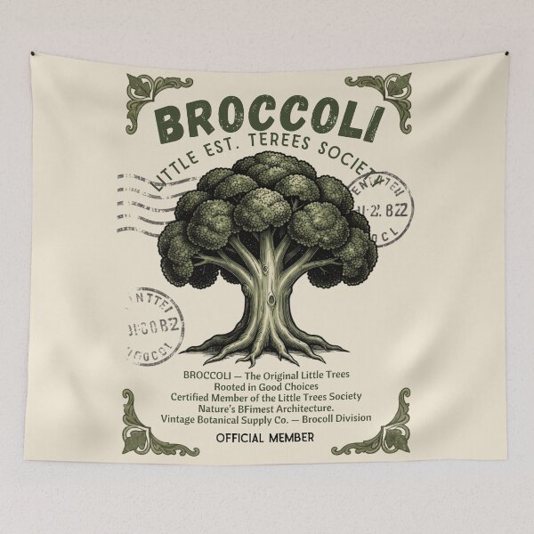 Item preview, BROCCOLI – LITTLE TREES SOCIETY™ | Vintage Stamp Graphic T-Shirt** designed and sold by CallisC-Arts.