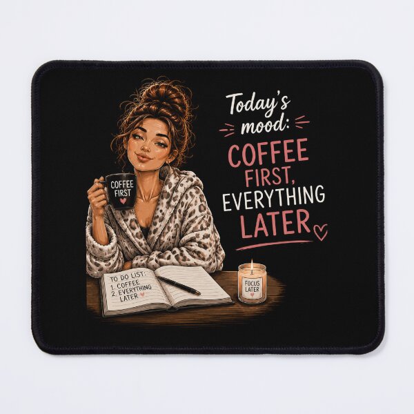 Item preview, Today's Mood: Coffee First, Everything Later – Funny Coffee Lover Design designed and sold by MargaretaArt.
