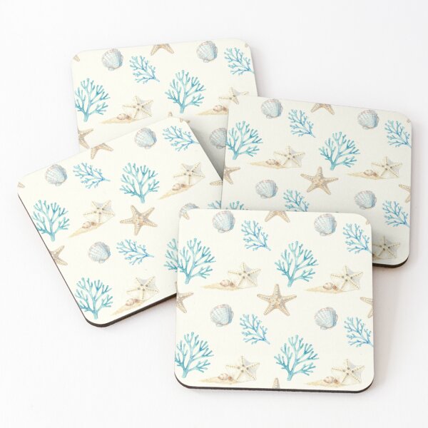 Item preview, Coastal Starfish & Coral Pattern | Watercolor Beach Seashell Design designed and sold by Ioanna-Studio.