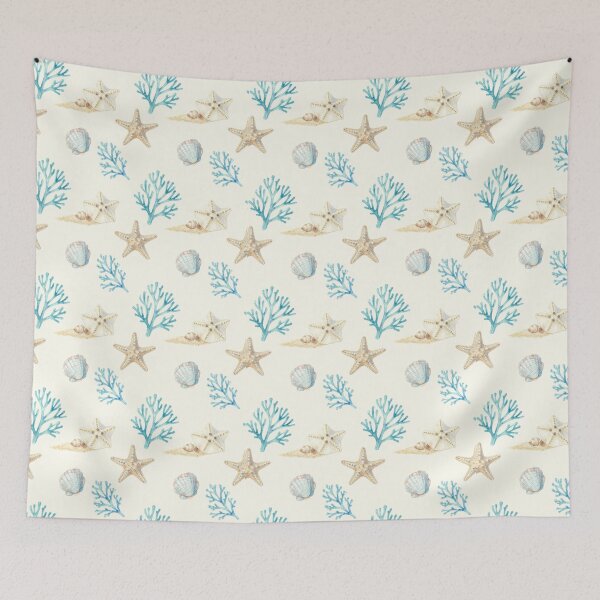 Item preview, Coastal Starfish & Coral Pattern | Watercolor Beach Seashell Design designed and sold by Ioanna-Studio.