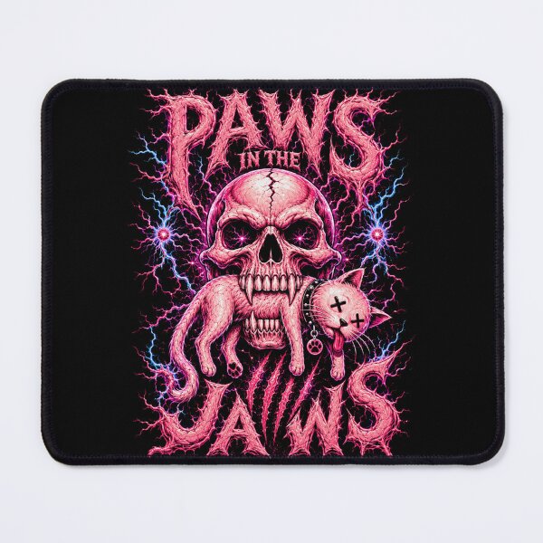 Item preview, Paws in the Jaws Neon Horror Cat Skull Metal designed and sold by FocusedPatterns.