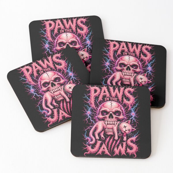 Item preview, Paws in the Jaws Neon Horror Cat Skull Metal designed and sold by FocusedPatterns.