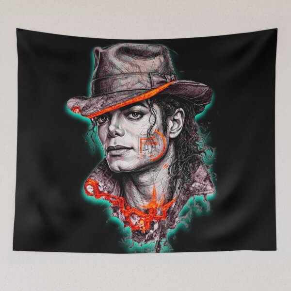 Item preview, Cyberpunk Michael Jackson Fedora Neon Portrait designed and sold by ExploreAura Studio.