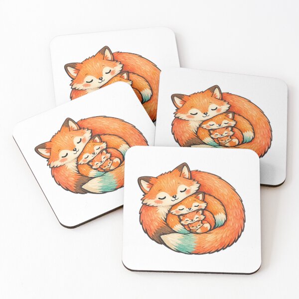 Item preview, Cute Fox Family Curled in a Fibonacci Spiral designed and sold by eignvalue.
