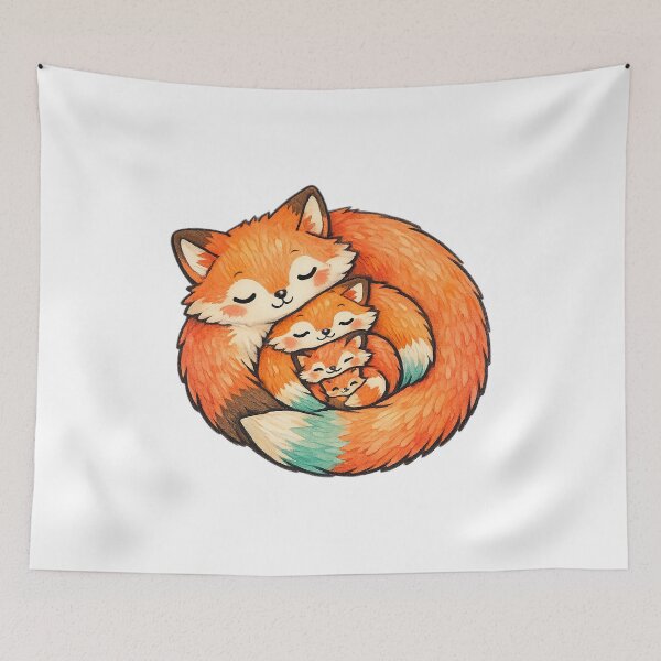 Item preview, Cute Fox Family Curled in a Fibonacci Spiral designed and sold by eignvalue.