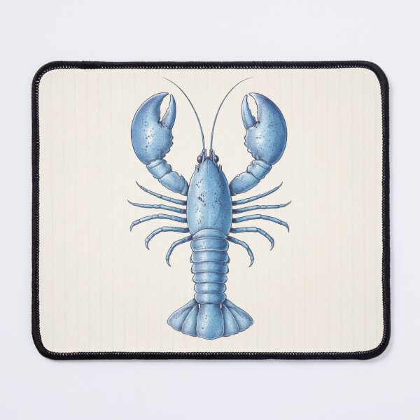 Item preview, Blue Lobster Illustration on Beige Striped Background – Minimalist Coastal Wall Art, Neutral Kitchen Decor, Beach House Style designed and sold by TheSlowShore.
