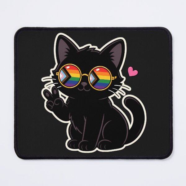 Item preview, Pride LGBTQIA+ Progressive Black Cat Peace Sign designed and sold by ArtMassive.