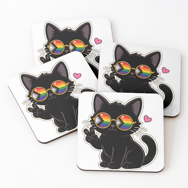 Item preview, Pride LGBTQIA+ Progressive Black Cat Peace Sign designed and sold by ArtMassive.