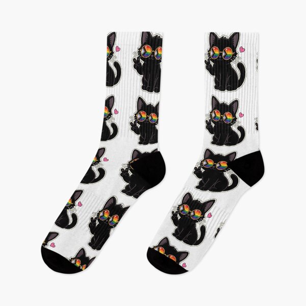 Item preview, Pride LGBTQIA+ Progressive Black Cat Peace Sign designed and sold by ArtMassive.