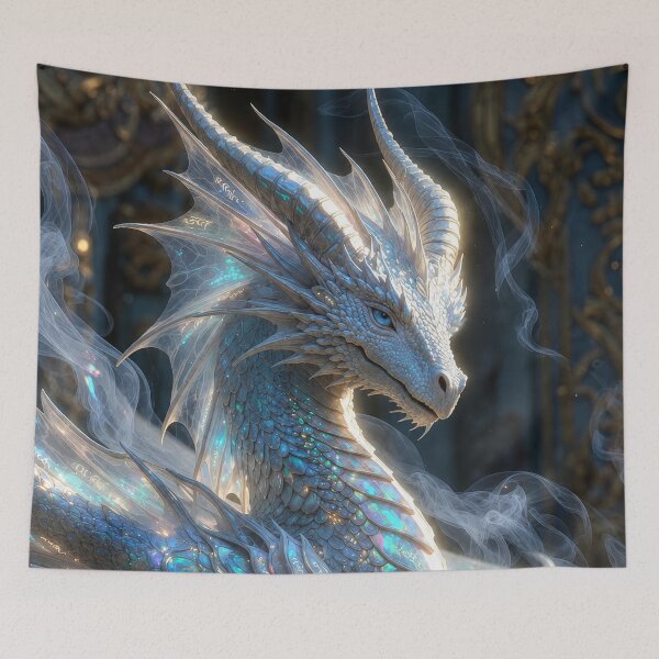 Item preview, Majestic Ice Dragon | Iridescent Fantasy Dragon Art designed and sold by DrakariArt.
