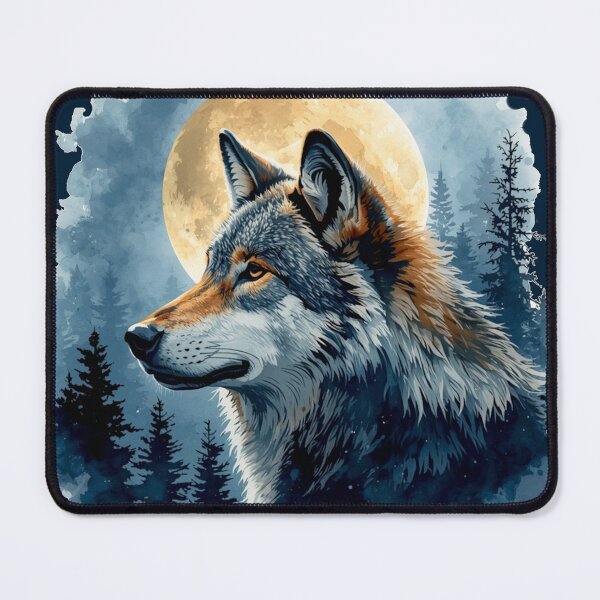 Item preview, Moon Wolf Watercolor | Celestial Forest Wolf Wildlife Art designed and sold by Biedroneczka.
