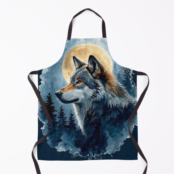 Item preview, Moon Wolf Watercolor | Celestial Forest Wolf Wildlife Art designed and sold by Biedroneczka.