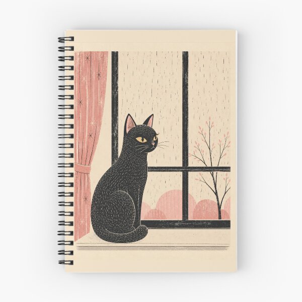 Item preview, Rainy Window. Black Cat Watching the Rain. Cozy Cat Art Print designed and sold by VelvetClawStudio.