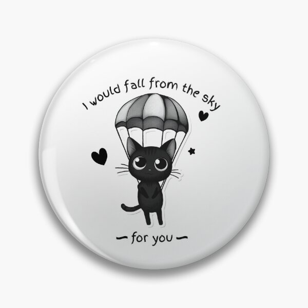 Item preview, Black Cat Parachute Sticker | I Would Fall From The Sky For You | Cute Cat Valentine Gift designed and sold by HOODYBUDSTYLES.
