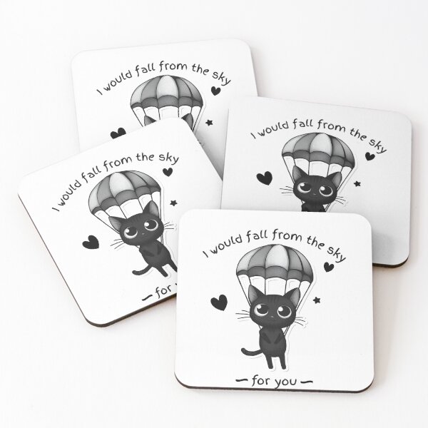 Item preview, Black Cat Parachute Sticker | I Would Fall From The Sky For You | Cute Cat Valentine Gift designed and sold by HOODYBUDSTYLES.