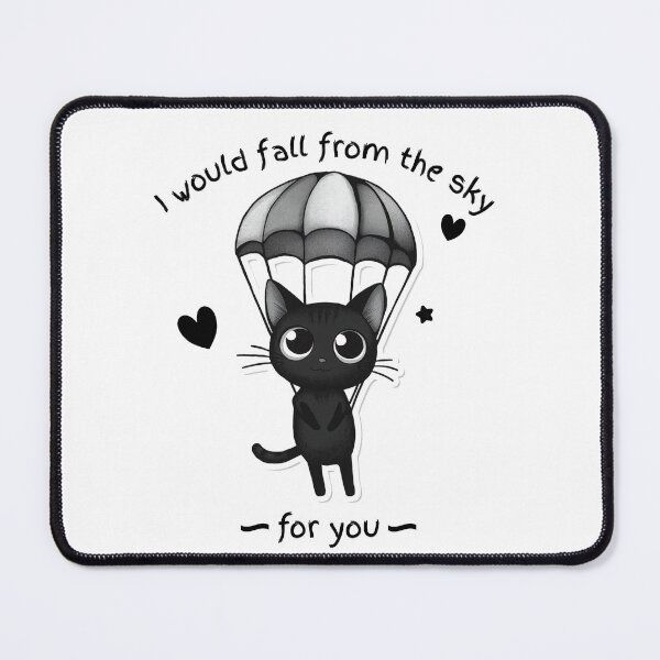 Item preview, Black Cat Parachute Sticker | I Would Fall From The Sky For You | Cute Cat Valentine Gift designed and sold by HOODYBUDSTYLES.