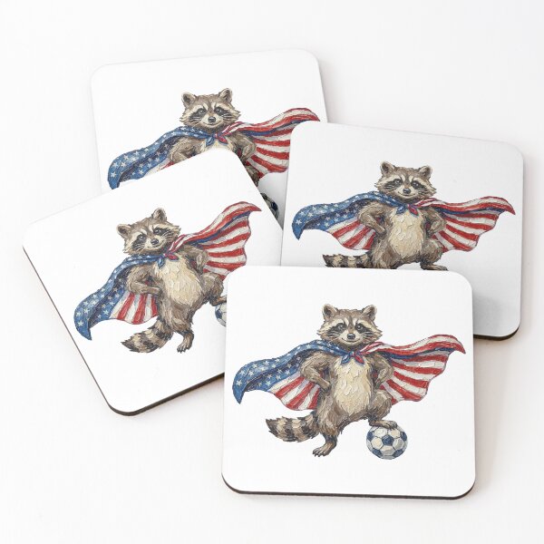 Item preview, Impasto USA Soccer Superhero Raccoon Flag Art designed and sold by EvrmoodCo.