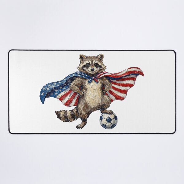 Item preview, Impasto USA Soccer Superhero Raccoon Flag Art designed and sold by EvrmoodCo.