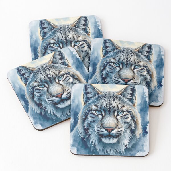 Item preview, Moonlit Lynx Watercolor | Celestial Wildcat Forest Spirit designed and sold by Biedroneczka.