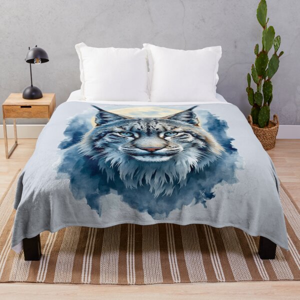 Item preview, Moonlit Lynx Watercolor | Celestial Wildcat Forest Spirit designed and sold by Biedroneczka.