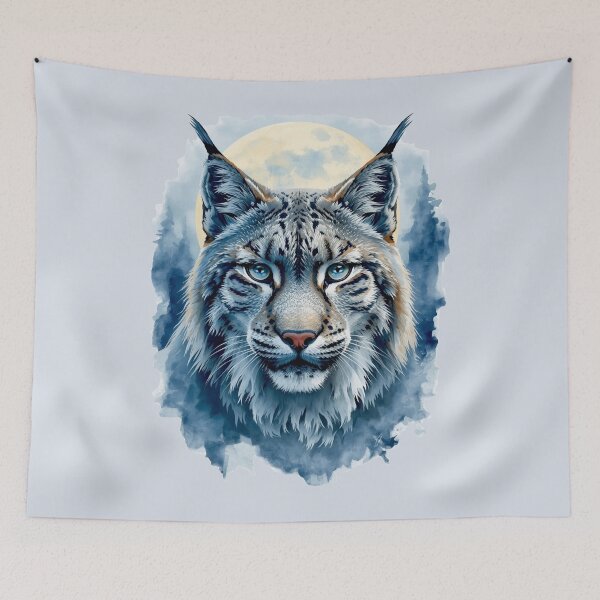 Item preview, Moonlit Lynx Watercolor | Celestial Wildcat Forest Spirit designed and sold by Biedroneczka.