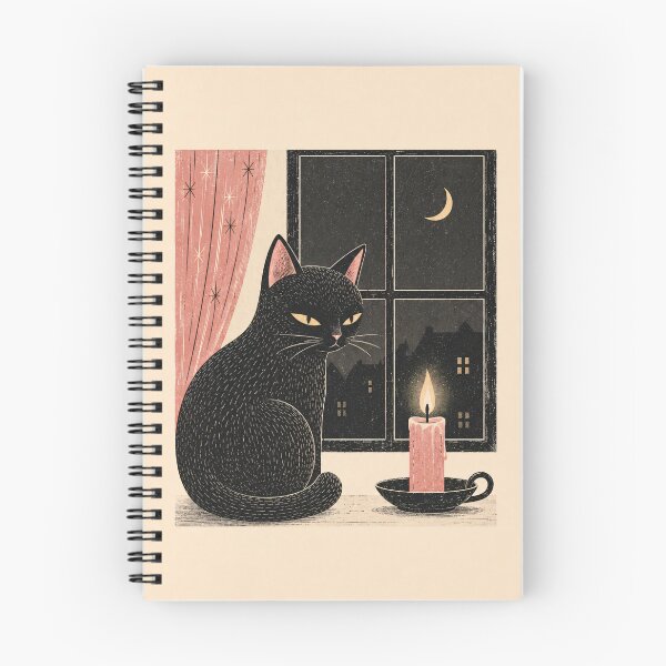 Item preview, Candlelight Night. Black Cat by the Window. Cozy Cat Art Print designed and sold by VelvetClawStudio.