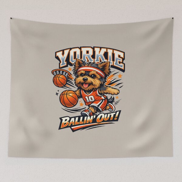 Item preview, Yorkie Basketball Player – Ballin’ Out! designed and sold by Yorkie Magic Studio .