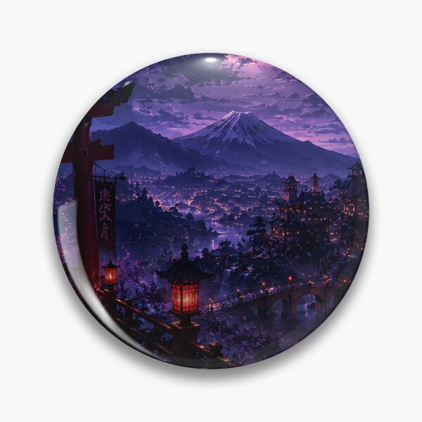 Item preview, Paisaje de anime del reino fantástico iluminado por la luna designed and sold by PixelMood Stickers.