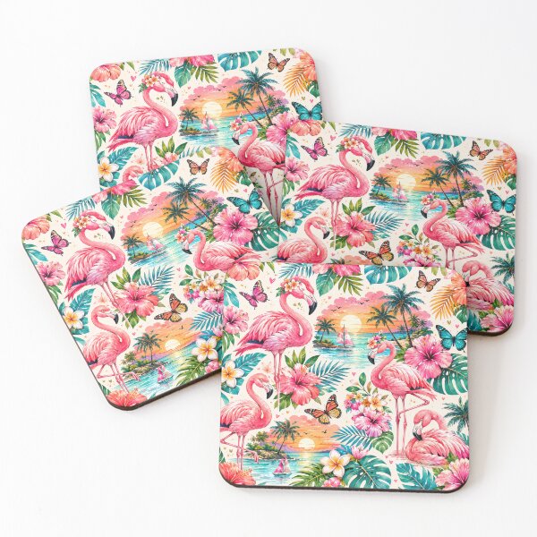 Item preview, Tropical Flamingo Paradise Pattern designed and sold by Aramdesing.