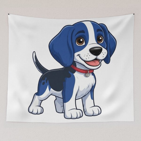 Item preview, Cute Blue Puppy Cartoon Animal Portrait designed and sold by Golden Threads Studio.