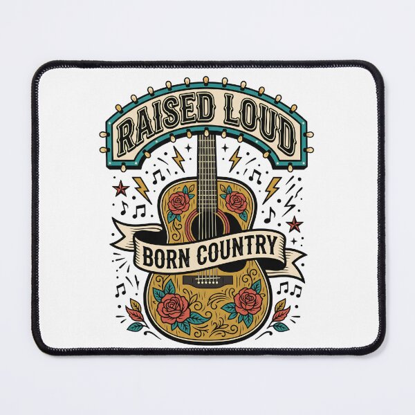 Item preview, Raised Loud Born Country — Retro Western Guitar Rose T-Shirt designed and sold by BumbleBloom7.
