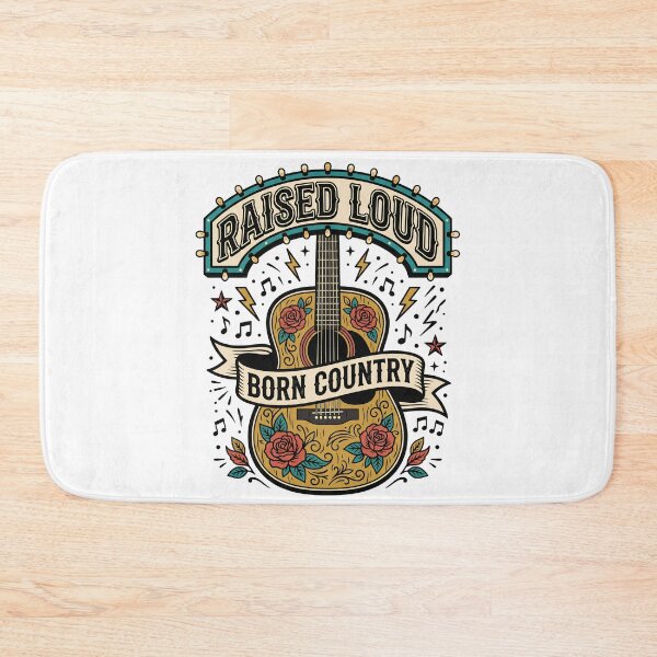 Item preview, Raised Loud Born Country — Retro Western Guitar Rose T-Shirt designed and sold by BumbleBloom7.