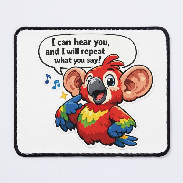 Item preview, Cartoon parrot with big ears repeating a funny phrase – funny sticker designed and sold by ArtWearStudio12.