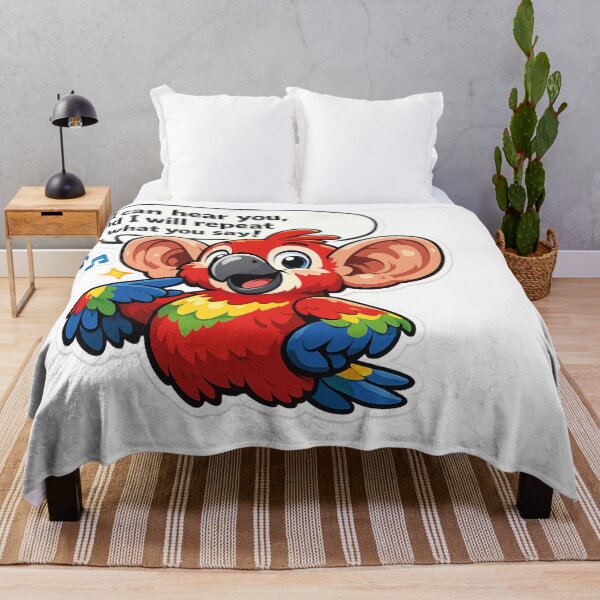 Item preview, Cartoon parrot with big ears repeating a funny phrase – funny sticker designed and sold by ArtWearStudio12.