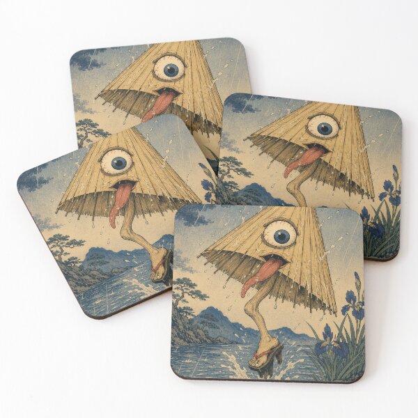 Item preview, Giggling Rain Spirit - Vintage Japanese Kasa-obake Ukiyo-e designed and sold by bapupa.