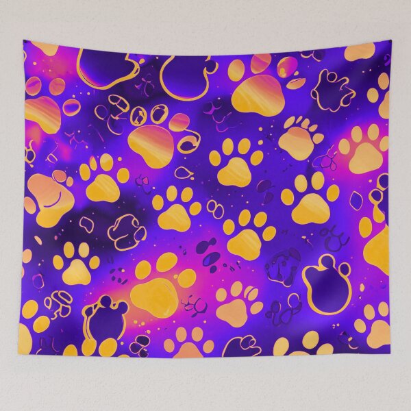 Item preview, Galaxy Neon Paw Print Pattern Aesthetic Design designed and sold by IMuDesigner.