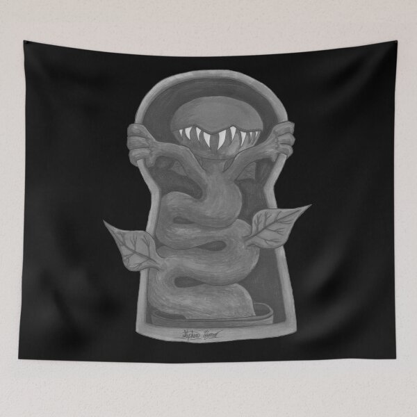 Item preview, Black And White Venus Flytrap Escaping Through The Keyhole designed and sold by Grimmlar.