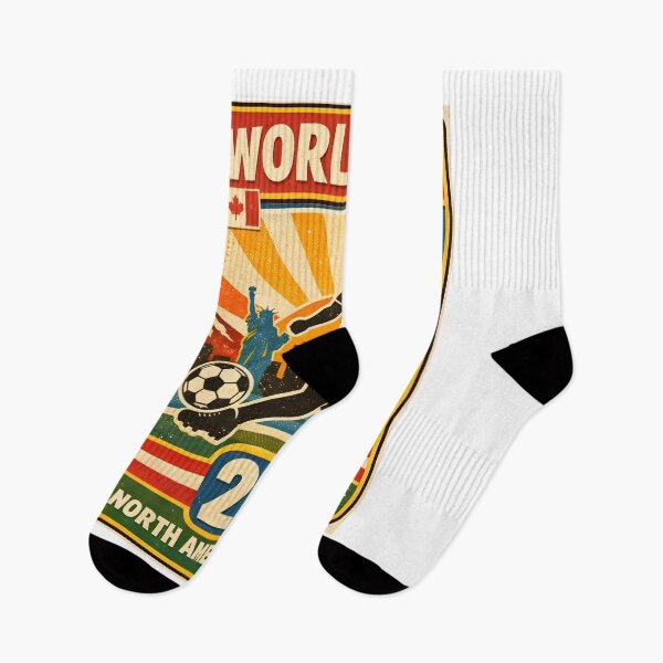 Item preview, World Cup 26 North America – Retro 1970s Soccer Sticker Tee designed and sold by WhisperFrame.