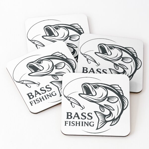 Item preview, Solid black fishing illustration "Bass Fishing". designed and sold by Art-Horizon.