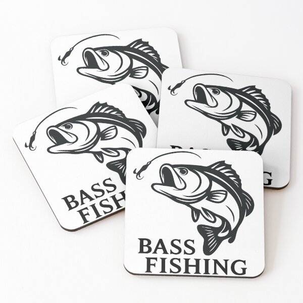 Item preview, Solid black fishing illustration "Bass Fishing". designed and sold by Art-Horizon.