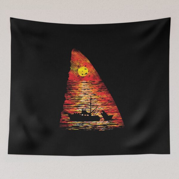 Item preview, Ocean Predator - Shark Fin Sunset Fishing Boat Parody designed and sold by MrGlayga.