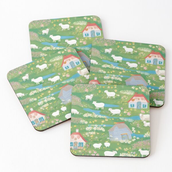 Item preview, Little Sheep and Cozy Cottages – Whimsical Seamless Pattern designed and sold by UmSkelig834.
