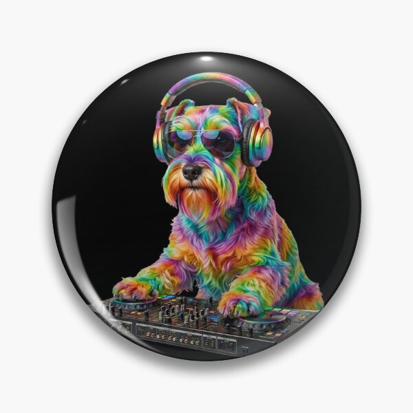 Item preview, Neon Schnauzer DJ T-Shirt – Rainbow Party Dog Turntable Music Lover Gift designed and sold by Juli M..