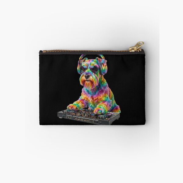 Item preview, Neon Schnauzer DJ T-Shirt – Rainbow Party Dog Turntable Music Lover Gift designed and sold by Juli M..