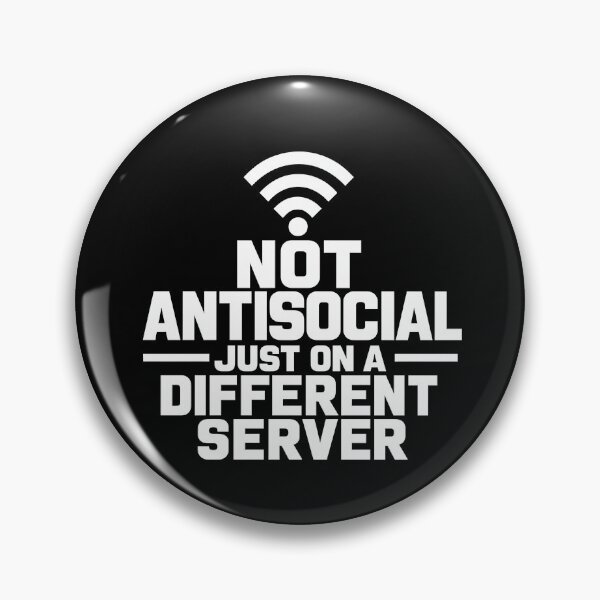 Artikelvorschau, Nicht unsozial, nur auf einem anderen Server. Lustiges Design für Introvertierte (Weiß auf Schwarz). entworfen und verkauft von LowBatteryShop.
