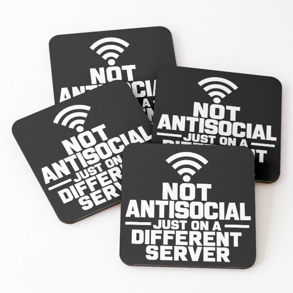 Item preview, Not Antisocial Just On A Different Server Funny Introvert Design (White On Black) designed and sold by LowBatteryShop.