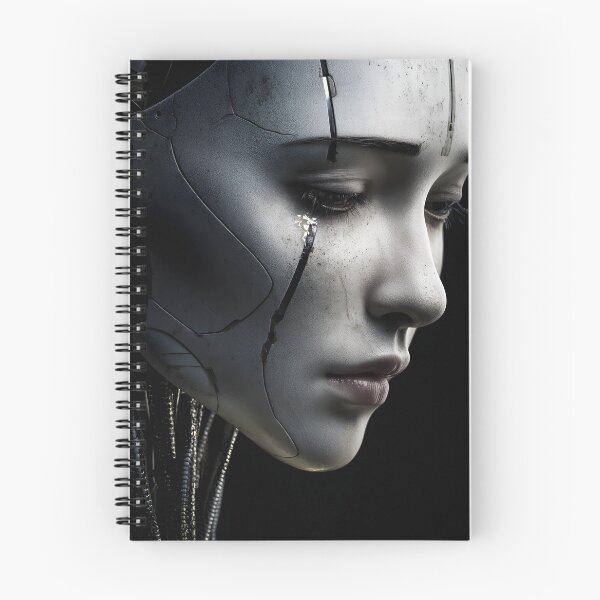 Item preview, White Android Profile with Black Tear Sci Fi Portrait designed and sold by cyberartmaker.