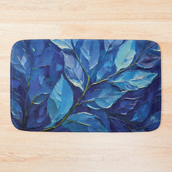Item preview, Shades of pastel blue, Navy blue leafy oil botanical painting, pastel colors, minimalist abstract painting, modern designed and sold by navitalidesign.