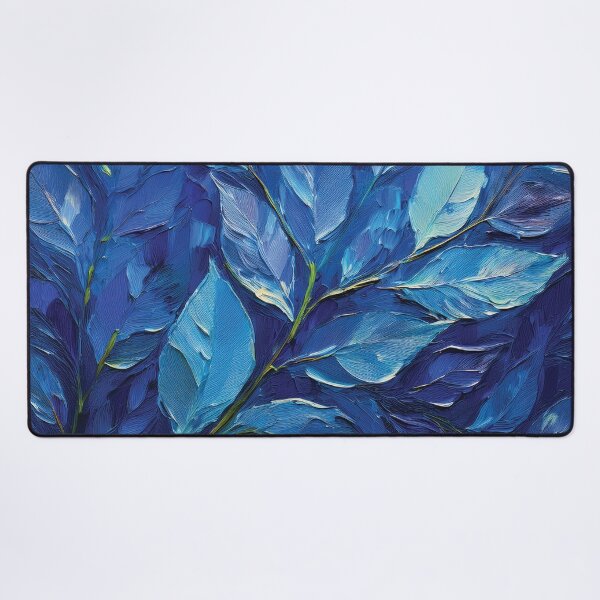 Item preview, Shades of pastel blue, Navy blue leafy oil botanical painting, pastel colors, minimalist abstract painting, modern designed and sold by navitalidesign.